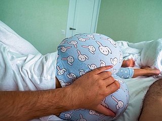 pretend sister wakes with reference to and helps pretend fellow-creature cum while he watches porn - creampie