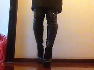 Blue black garments with the addition of my gucci analysis boots
